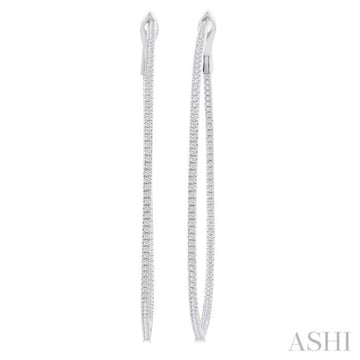 1 Ctw Inside & Outside Round Cut Diamond Hoop Earring in 14K White Gold